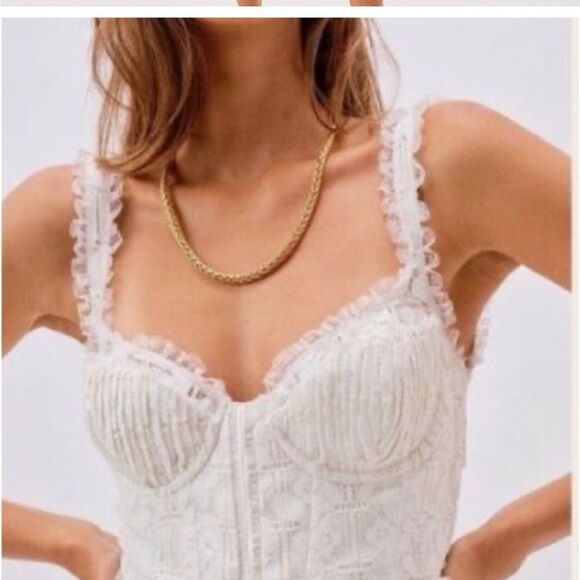 For Love And Lemons Nadine White Lace MIDI Dress size 4 - Picture 4 of 15